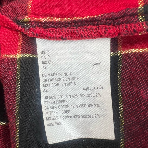 Style & Co Long Sleeve Collared Sequin Gold Button Up Plaid Shirt Size Small - Picture 11 of 12